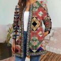 Autumn Coat Butterflies Print Open Stitch Collarless Winter Jacket. 