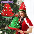 Christmas Hat Joyful Christmas Plush Hat Festive Red Green Xmas Tree Hat for Holiday Party Decoration Perfect Gift for New Year 2023 Celebration Southeast Asian Buyers' Favorite Soft Plush Christmas.