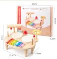 Kids Drum Set Baby Musical Instruments Toys Montessori Wooden Xylophone Preschool Music Kit Percussion Tambourine Toys Birthday.