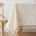 Tablecloth, ins, wind, Japanese cotton and linen fabric, small daisy, home lace, square tea tray, small household appliances, dustproof cover cloth. 
