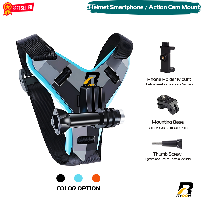 Helmet Chin Mount for Motorcycle andOutdoor Easily Adjustable Phone & Action Camera Holder for GoPro, Insta360 | Fits Full-Face Helmets | Anti-Slip POV Mount for Hands-Free Riding & Recording