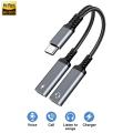 2 IN 1 OTG Headphone Jack USB Type C Splitter to Dual USB C Headphone Adapter 60W Charger for iPhone 15 Samsung Huawei Xiaomi.