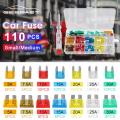 Geepact 110 PCS Car Fuse Blade Fuse Assortment Kit Assorted Replacement Blade Fuses Standard and Mini Blade Fuses Set 5A 7.5A 10A 15A 20A 25A 30A Vehicle Blade Fuse Circuit Connector With Nipper.