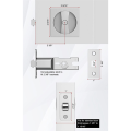 Bed/Bath Pocket Door Lock Silver Door Lock Metal Door Lock Satin Nickel Contemporary Privacy Square Pocket Door Hardware, Sliding Pocket Door Latch.
