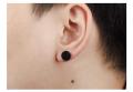 Black Dumbell Shaped Stainless Steel Stud Earrings for men. 