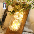 Migeet 2PCS Hanging Glass Mason Jars LEDs Fairy Lights Wall Hanging Plastic Flower Home Lighting batt-erys Operated Decorative Indoor String Lights for Home Bedroom Party Christmas Decorations. 