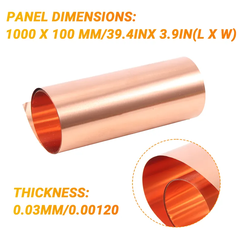 1PC 99.9% Pure Copper Metal Sheet Foil Plate Thickness 0.01-0.6 Mm X 20-100 Mm X 100-1000mm - 1420