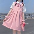 Summer New Sweet College Style Korean Style Japanese Style Suspender Dress for Female StudentsPoloCollar Shirt Two-Piece Suit. 