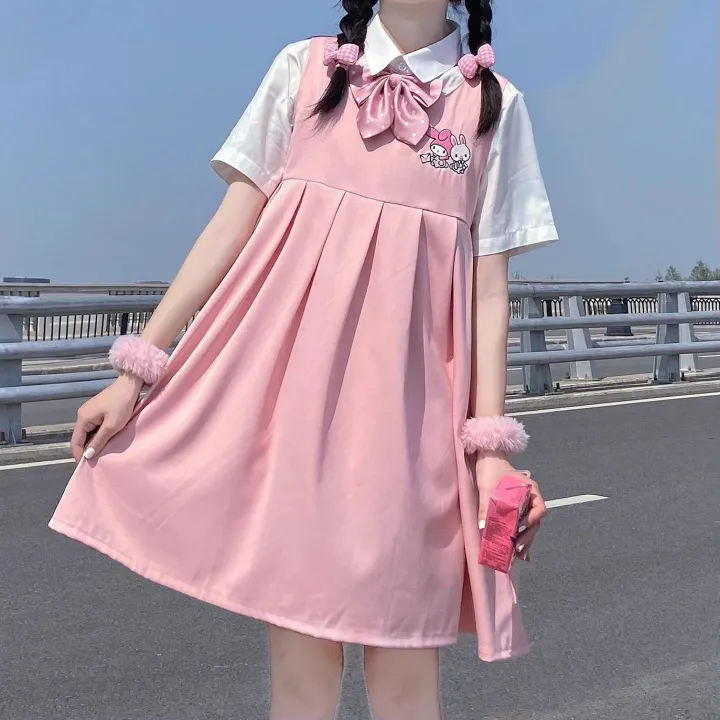Summer%20New%20Sweet%20College%20Style%20Korean%20Style%20Japanese%20Style%20Suspender%20Dress%20for%20Female%20StudentsPoloCollar%20Shirt%20Two-Piece%20Suit%20-%20Image%204