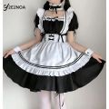 Black White Cute Lolita Maid Costumes Girls Women Lovely Maid Cosplay Costume Animation Show Japanese Outfit Dress Clothes 1set. 