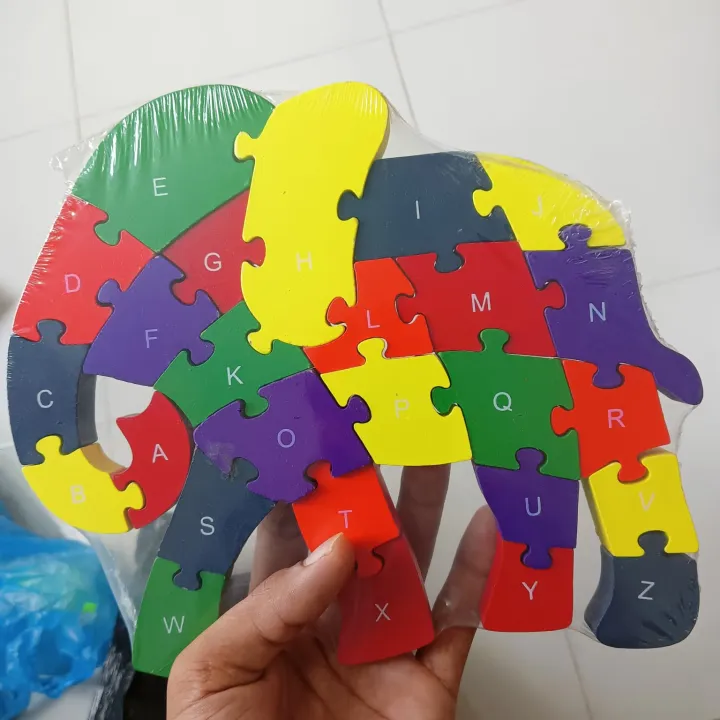 Kidlove%20Kids%20Wooden%20Puzzle%20Colorful%20Cartoon%20Animal%20Traffic%2026%20English%20Letter%20Enlightenment%20Educational%20Jigsaw%20Puzzle%20Toys-Elephant%20-%20Image%205