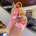 Creative New Liquid Oil Chubby Bear Quicksand Keychains Keyring Girl Bag Pendant. 