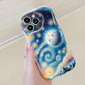 Jizetin for Samsung S23 FE Back Cover Night Sky Cream Wavy Edge Soft Silicone Phone Case.