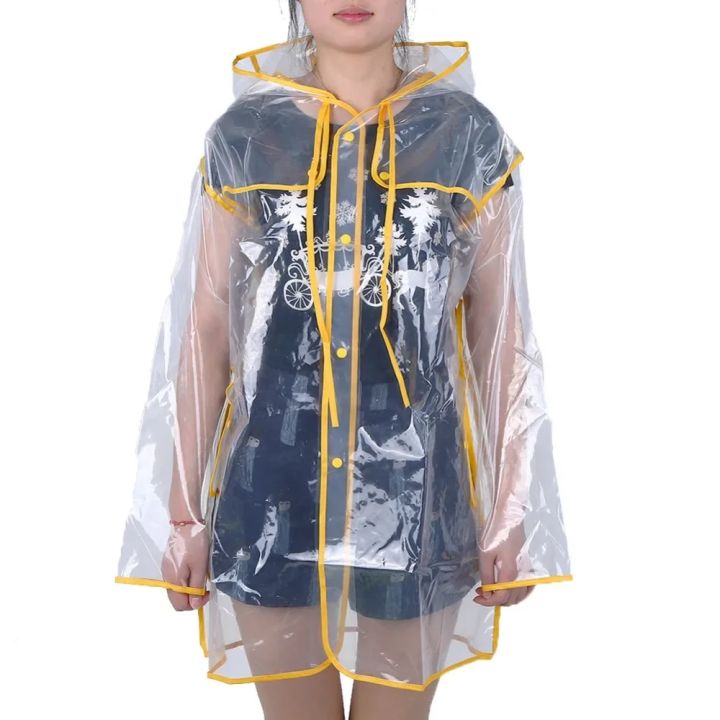 PVC Transparent Rain Coat Vinyl Waterproof Raincoat Home Outdoor Travel  Runway Hooded Poncho Rain Coats Ladies Rainwear