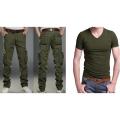 Olive Twill casual Cargo Pant for Men.