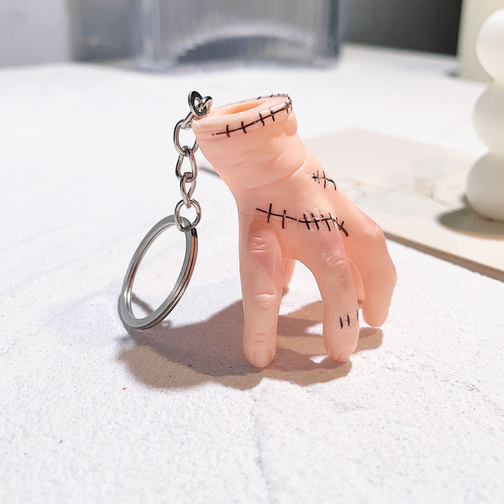 New Wednesday Addams Keychain Pendant Thing Hand Addams Family Keyring Key Chain Student School Bag Accessories Women Men Gifts