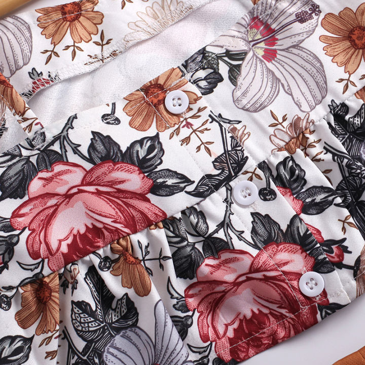 Kid%20Girl%20Short%20Pants%20Outfits,%20Floral%20Printed%20Ruffles%20Hem%20Sling%20Tops+%20Elastic%20Solid%20Color%20Shorts%20Simple%20Style%20Set%20-%20Image%206