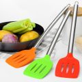 Stainless Steel Handle Silicone Slotted Pancake Turner Spatula | Food Flipper Shovel Non-Stick Fried Steak Egg Spatula Cooking Utensils. 