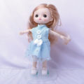 blue dress BJD doll with 13 Movable Joints Doll 6 Inch Makeup Cute Brown blue Eyeball Dolls with Fashion Dress for Girls Toy. 