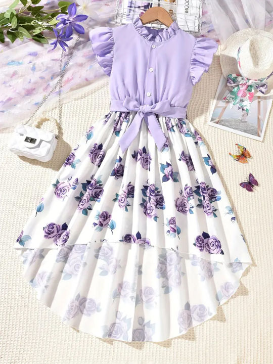 New Baby Girls Dress Fashionable Party Dress for Girls Digital Print One Piece Baby Dress for 7-15Yrs