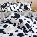 Cow Spot Bedding Set Black And White Home Textile Reactive Printing Duvet Cover Plaid Bed Flat Sheet Pillowcases Queen Full Size. 