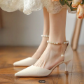 Faux Pearls Beaded Anklet Set Elastic Personality Ankle Bracelet Set For Women Girls 2 PIC. 
