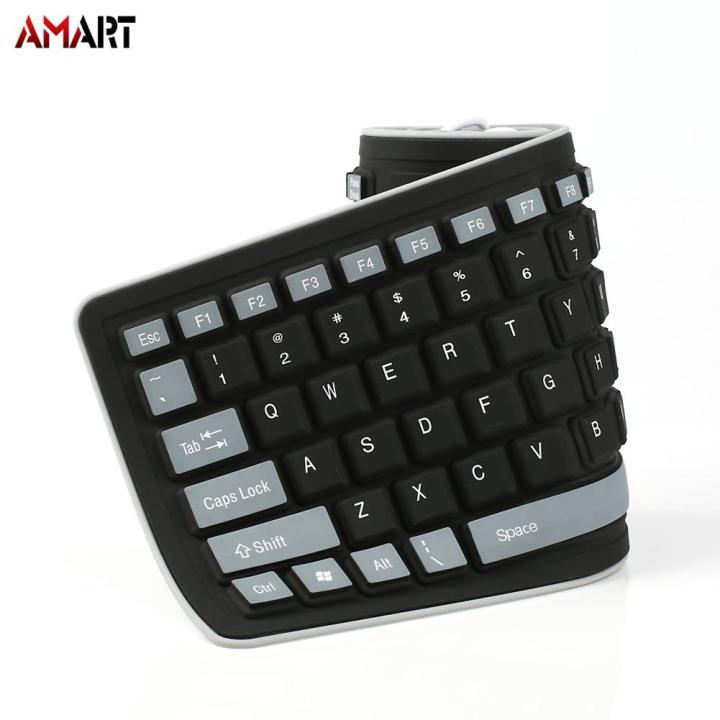 Foldable Silicone Keyboard USB Wired Silicon Flexible Soft Waterproof Roll Up Silica Gel Keyboard for PC Laptop Notebook