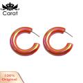 Carat Smooth Earrings Chic C-shaped Women's Huggie Earrings Lightweight Daily Wear Jewelry for Commute Dating Solid Color Lady Ear Accessories Minimalist Style Earrings. 