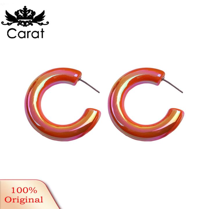 Carat Smooth Earrings Chic C-shaped Women's Huggie Earrings Lightweight Daily Wear Jewelry for Commute Dating Solid Color Lady Ear Accessories Minimalist Style Earrings