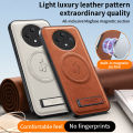 lthmy for Oppo Reno 12F 4G Supports Magnetic Wireless Charging Casing Matte Leather Phone Case Shockproof Protection Cases Armor Bracket Back Cover.