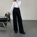Deeptown Baggy Elegant Black Suit Pants Women Casual Classical Wide Old Money Office Grey Trousers Basic High Waist Korean. 