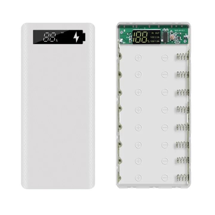 Custodia Power Bank Fai-da-te Per 6 Batterie 21700 Con Display LCD - Scatola Porta USB Con 2 Uscite, Caricatore Portatile Per Cellulari (Batterie Non Incluse)