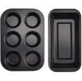 2 Pcs - 6 Cups Cupcake Tray - Loaf Pans- Nonstick Brownie Cake Pan- Carbon Steel Bakeware For Oven Baking Muffin Tray Tool Mold.