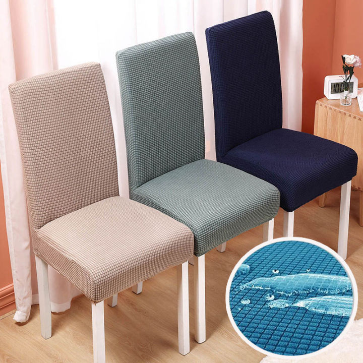 Dining Room Chair Covers Waterproof Elastic Jacquard Chair Cover With Back  Anti-dirty Checked Stretch Fabric For Protector Chair