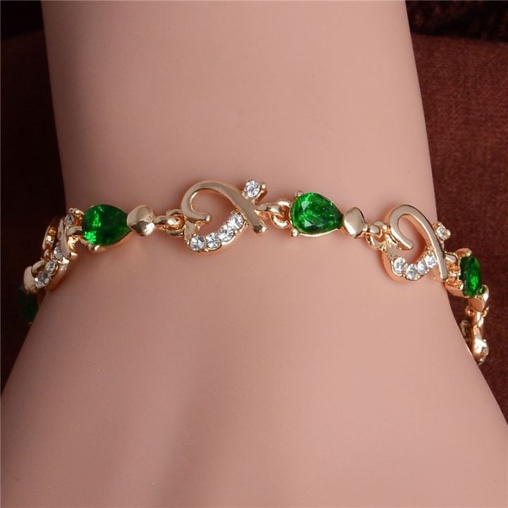 Trendy%20Women/Lady's%20fashion%2018k%20Gold%20Plated%20Heart%205%20Colors%20CZ%20Stones%20Bracelets%20Bangles%20Jewelry%20-%20Image%207