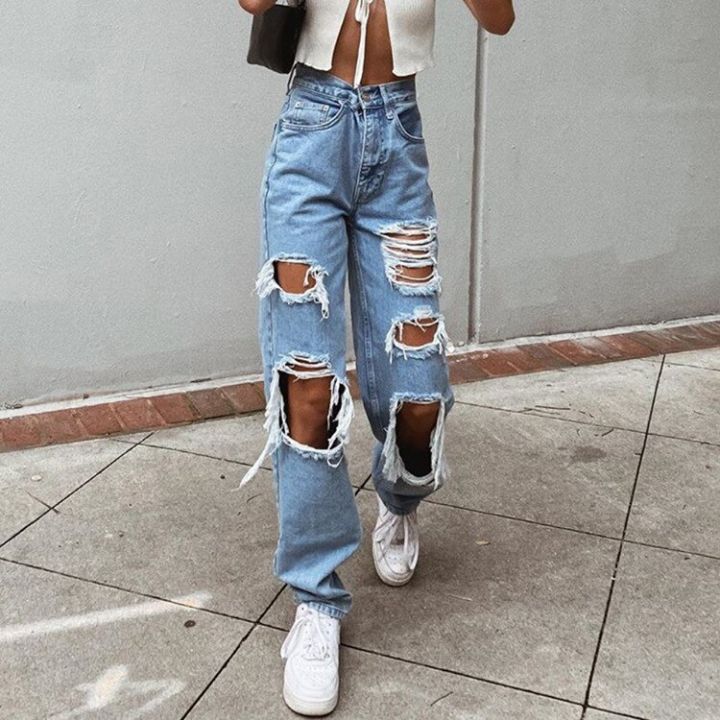 Women's%20Fashion%20Sexy%20Jeans%20Casual%20High%20Waist%20Pants%20Ripped%20Trousers%20Women%20Jeans%20Retro%20Denim%20Ripped%20Holes%20Frayed%20Loose%20Jeans%20Women%20-%20Image%205