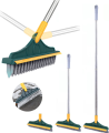 2 in 1 Cleaning Scrub Brush Grout Brush Scrape Floor Scrub Brush with Long Handle V-Shape Stiff Bristle Brush Scrubber with Squeegee 120°Rotating Magic Broom Brush for Cleaning Bathroom Glass Wall. 