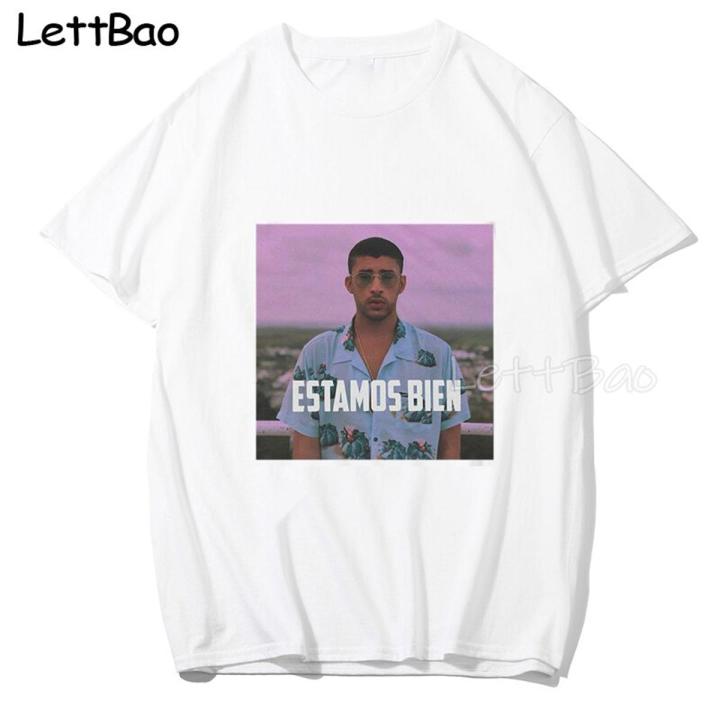 Bad Bunny 100% Cotton Men T Shirt Hop Tees Streetwear Cool Mens Clothing Oversized T-shirt Harajuku T Shirt for Men O-neck