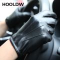 HOOLDW New Winter Gloves Men Women Black PU Leather Cashmere Warm Driving Gloves Mittens Touch Screen Waterproof Tactical Gloves. 