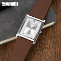 SKMEI leather strap mens luxury watches brands fashion quartz wristwatch, 9256. 