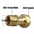 M22 14mm Brass Pressure Washer Swivel Joint Connector Hose Adapter Pressure Washers Tool. 