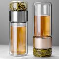 390ML Tea Water Bottle High Borosilicate Glass Double Layer Tea Water Cup Infuser Tumbler Drinkware Water Bottle With Tea Filter. 