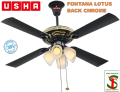 Usha Fontana Lotus 1230mm / 49 inches 4 Blades Ceiling Fan with Decorative Lights (Black Chrome).
