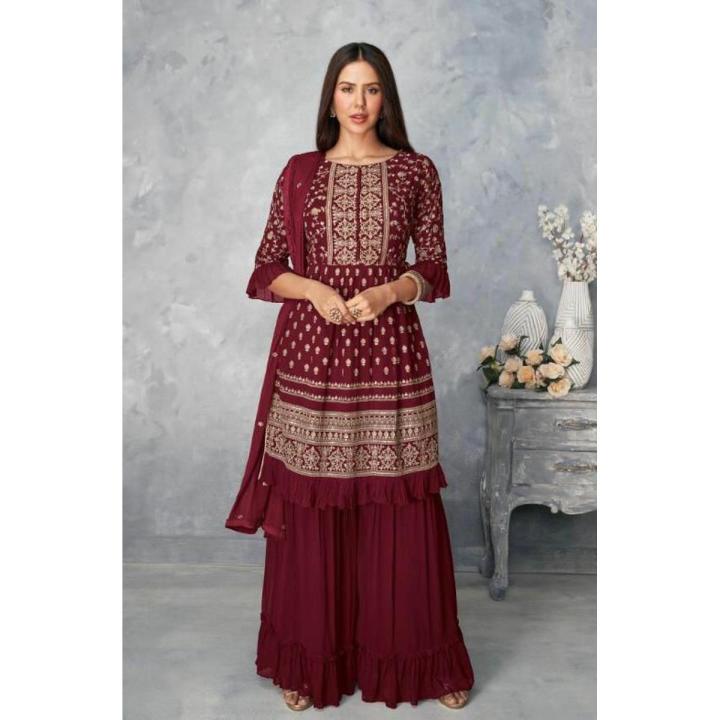 Pakistani Heavy Boutique Bridal Kameez Sharara and Dupatta Dress for Woman