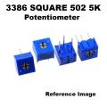 2Pcs- 3386 SQUARE 502 5K Potentiometer 3 Pin Leads 5K Resistor 5K Volume 5K Variable Resistor 502 Potentiometer 1/2W Multiturn Trimpot 5K 502 Variable Resistor Volume Control Pot 3Pin Leads. 