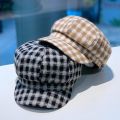 Autumn Winter Hats For Women Check Octagonal Caps Ladies Casual Woolen Hat Winter Beret Women Cap. 