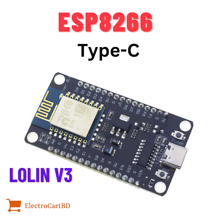 NodeMcu ESP8266 V3 CH340 Lua WIFI ESP8266-12E USB Type-C | Daraz.com.bd