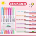 6pcs Curves Highlighter Pen Set With 6 Different Curves Shapes Fine Tips Colored Curves Pens Highlighter Markers Stationery.