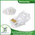 25 pcs RJ45 Plug Ethernet Gold Plated Network Connector - 25PCS RJ45 Network Connector CAT5e CAT6 Transparent Networking Cable Connectors. 