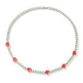 European and American cross-border ins style red dripping nectarine heart splicing single-row diamond tennis chain shiny cool full diamond love necklace.